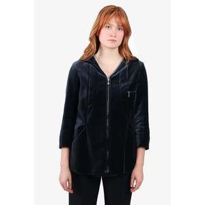 Louis Vuitton Navy Blue Velvet Zip-Up Jacket Size 38
